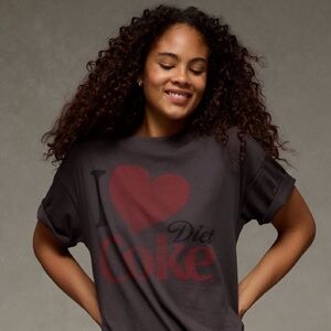 American Eagle Graphic Tee with Red Heart 'I Love Diet Coke' Print Size L/XL